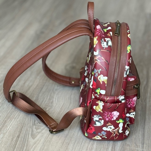 Loungefly Red and Brown Floral Animal Backpack - Picture 2 of 6